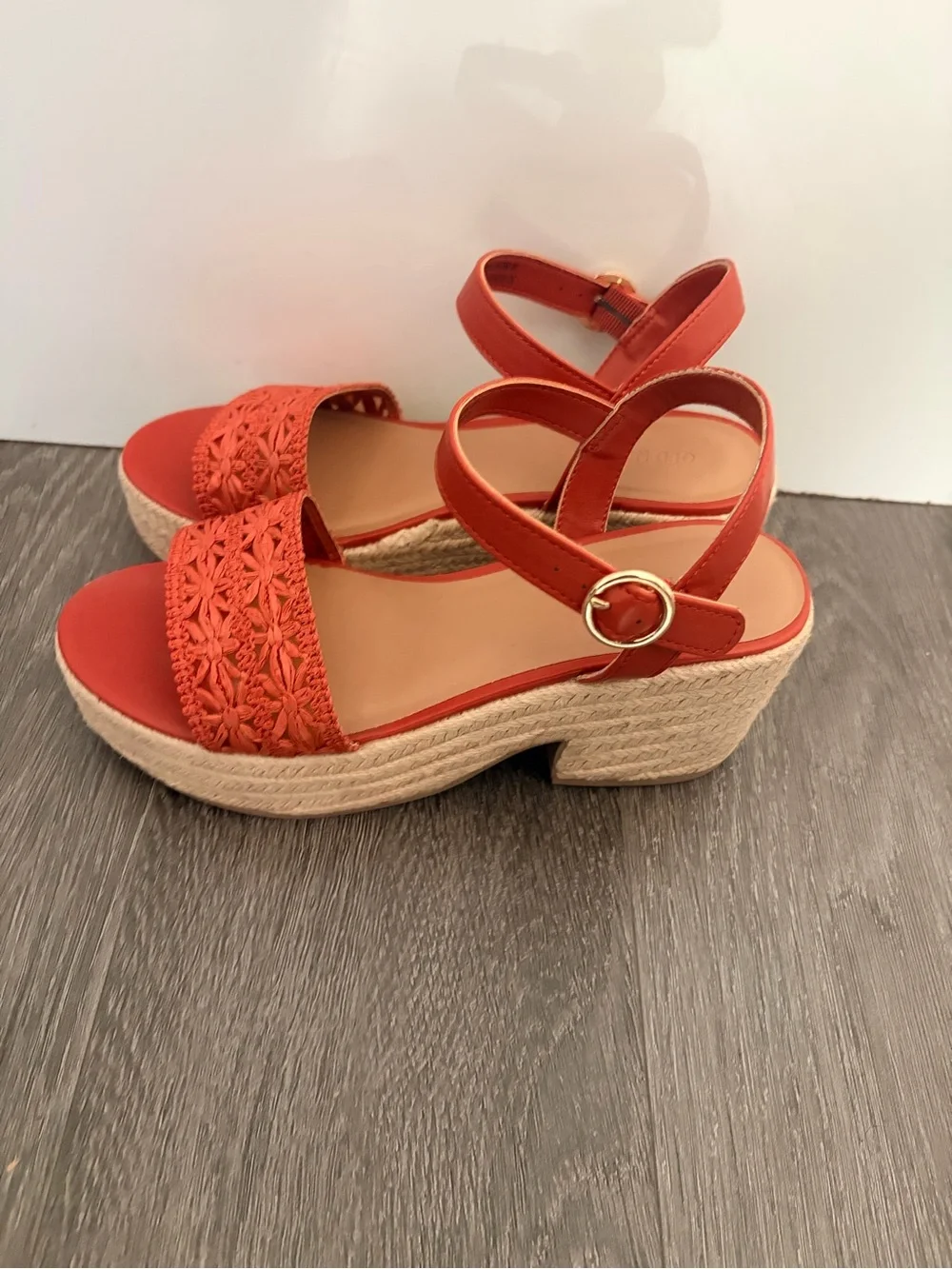 Women’s Red Espadrille Platform Sandals with Ankle Strap